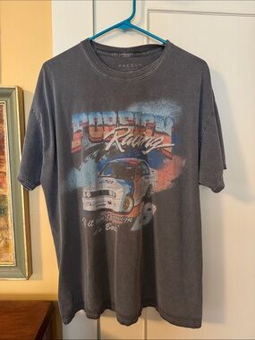 PacSun Charcoal Racing Graphic Tee with Multi-Color Print